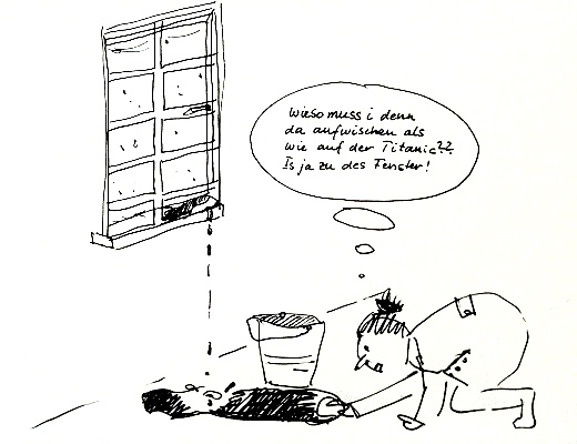Beschädigtes Fenster in einer Altbauwohnung
